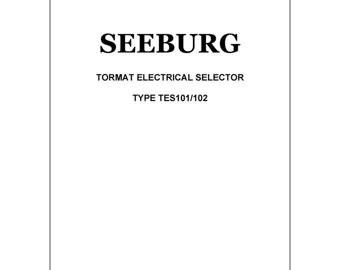 Seeburg TES101-102  - Service Manual - Instruction Manual -  Wiring Diagram - Schematic - Operation Manual - Parts List