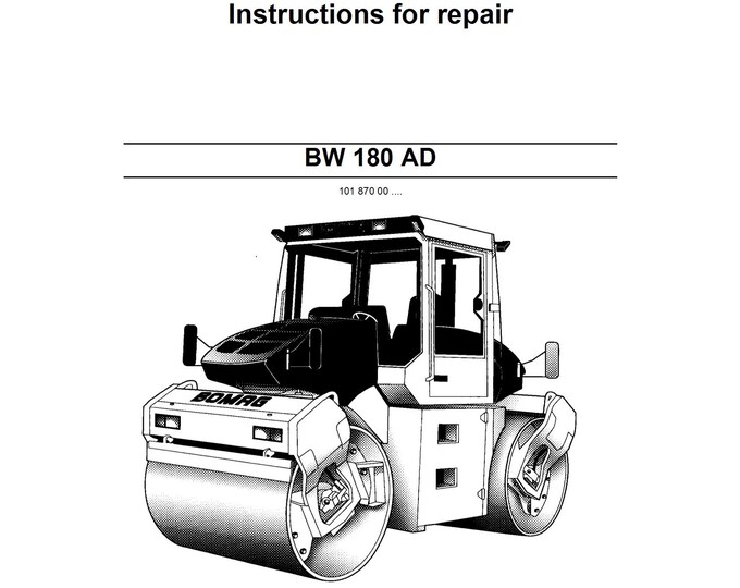 Bomag Tandem Vibratory Roller BW180AD Instructions Repair 2002 00891253 - English  (Pdf Download)