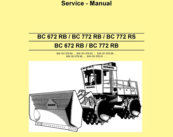Bomag Bc 672 Rn / Bc 772 Rb / BC 772 Rs / Bc 672 Rb / Bc 772 Rb - Service Manual - Repair Manual - Workshop Manual - English