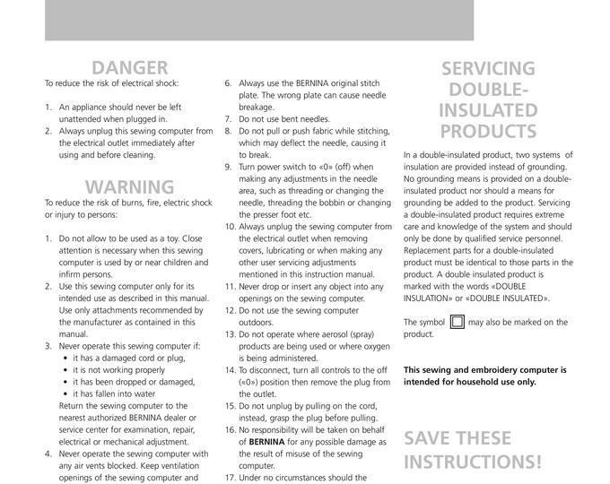 BERNINA artista 640 Sewing Machine Instruction Manual - User Manual - Complete User Guide - English