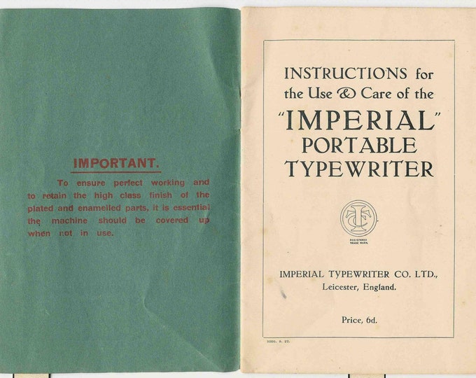 Imperial D Typewriter Instruction Manual - User Manual - Complete User Guide