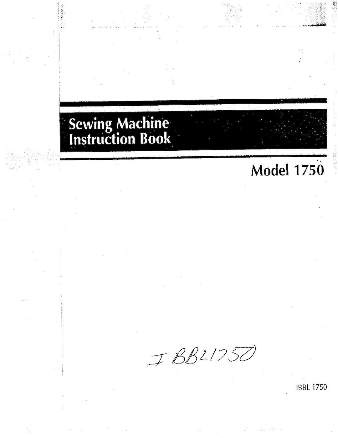 Baby Lock Denim Pro BL1750 Sewing Machine Instruction Manual User