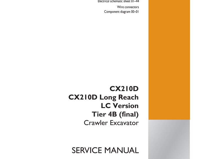 Case CX210D Long Reach LC Version Tier 4B-Electrical systems - 55-Harnesses and connectors - 100- Service Manual(Pdf Download)