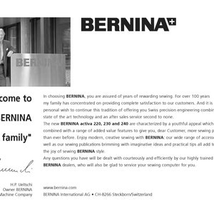 BERNINA activa 220 ミシン ユーザーマニュアル - 英語