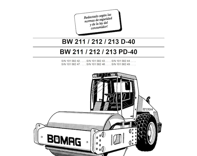 Bomag Single Drum Roller BW 211 D-40_PD-40 Maintenance & Operating Instructions 08-2006 00815883 - Spanish  (Pdf Download)