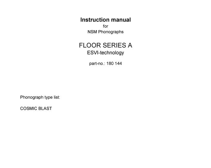 NSM - Gem Series -  ES 6 - Cosmic Blast - Floor Series A - Instruction Manual - Service Program Manual - Service Training Manual - English