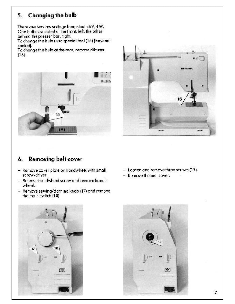 Bernina 1120 1130 Sewing Machine Service Manual English Etsy