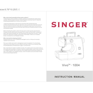 Singer 1004 Vivo Nähmaschine Bedienungsanleitung - Etikett - Vollständiges Etikett - Englisch