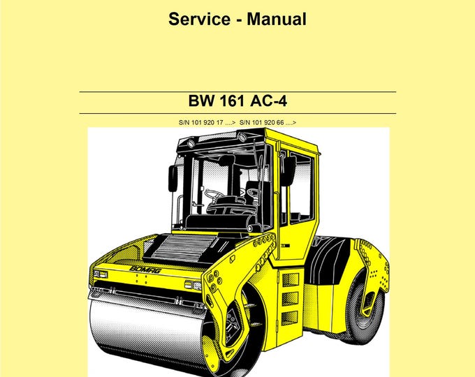Bomag Combination Roller BW 138 AC Service Manual 00891444 10.2007 - English  (Pdf Download)