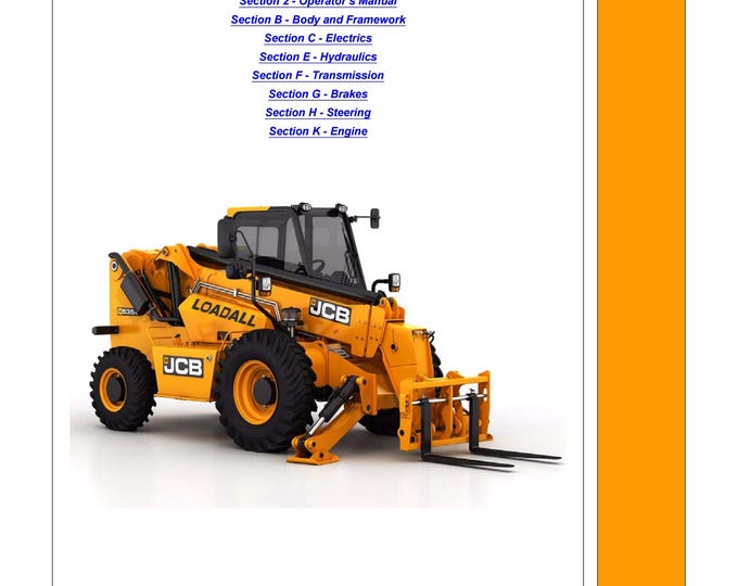 JCB 530-70, 530-110  -Service Manual - Parts Manual - Owners Manual (PDF Download)