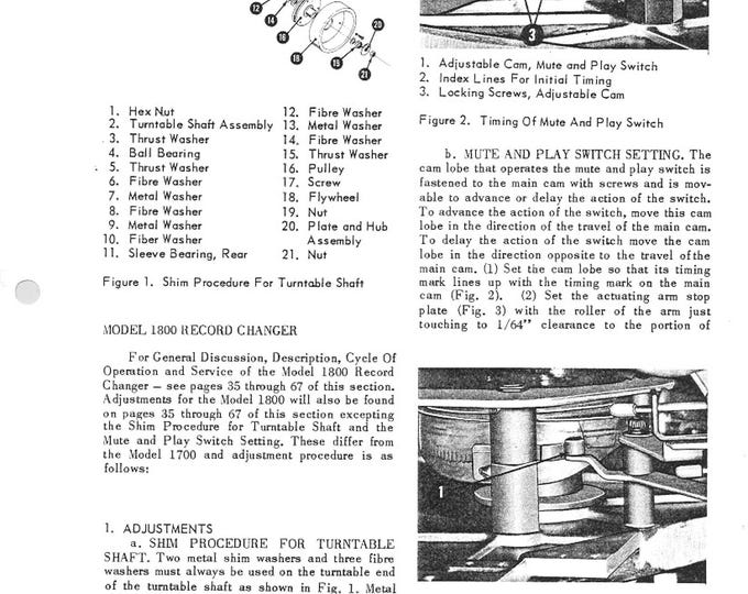 WURLITZER - 1800 - Operating Instructions - Service Manual - User Manual - Schematic - Parts List