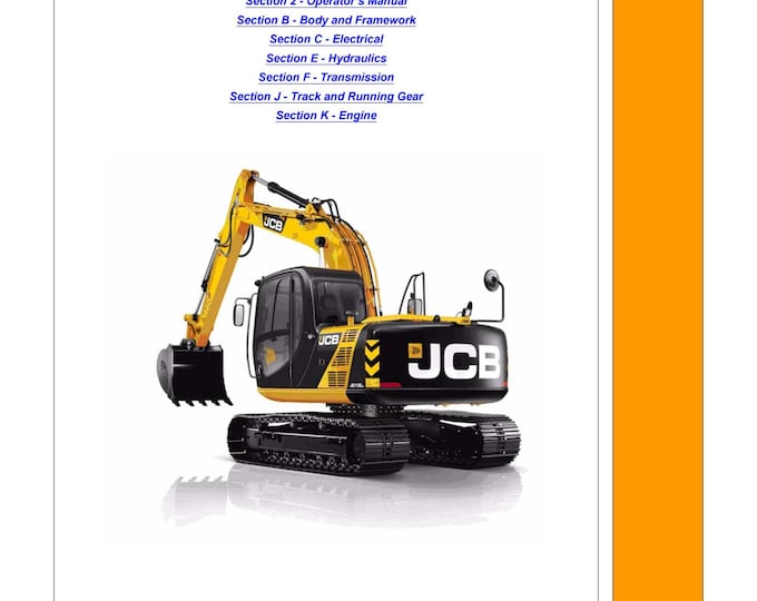 JCB JS 130 Tracked Excavators -Service Manual - Parts Manual - Owners Manual (Pdf Download)