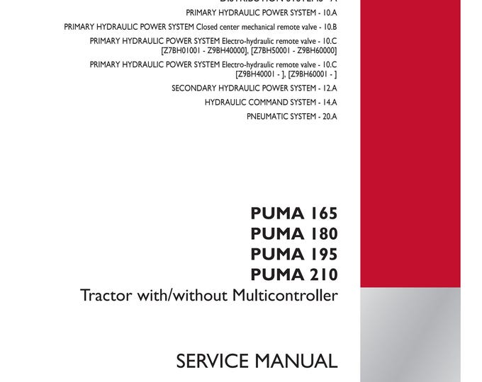 Case Puma 165 Puma 180 Puma 195 Puma 210 - Repair Manual- (Pdf Download)