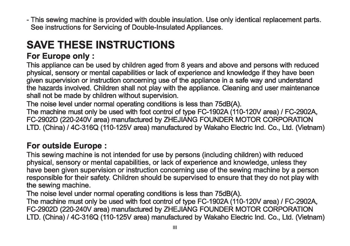 Singer 4423 HD725 Sewing Machine Instruction Manual User Manual