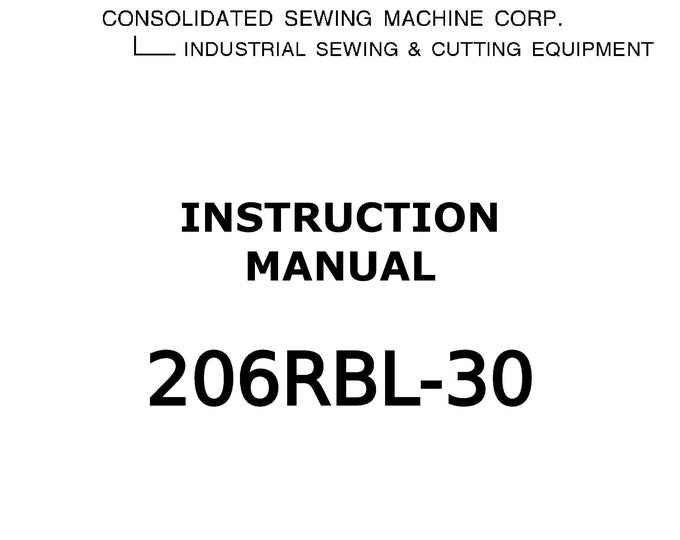 CONSEW 206RBL-30 Sewing Machine Instruction Manual - User Manual - Complete User Guide - English