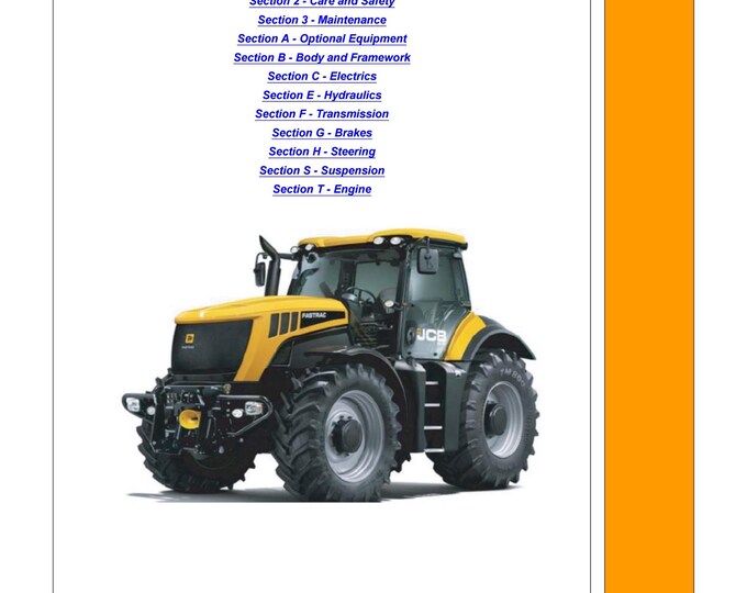 JCB Fastrac 8280 and 8310  - Workshop Manual - Service Manual- Owners manual  (pdf Download)