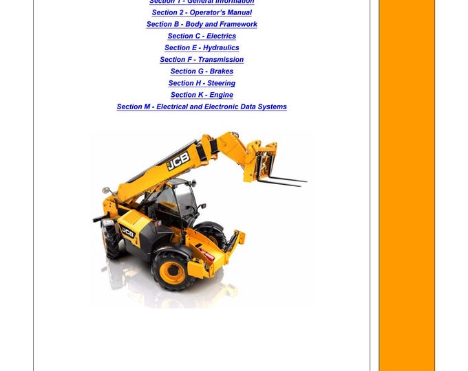 JCB Side Engine Loadalls - SH,SL Engines - from May 2014 -Service Manual - Parts Manual - Owners Manual (Pdf Download)