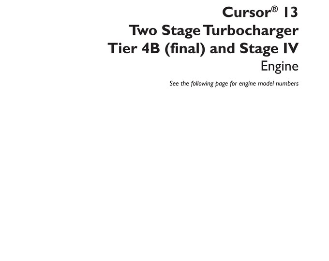 CNH Cursor 13 two Stage Turbocharger Tier 4B (final) and Stage IV  - Repair manual - (Pdf Download)