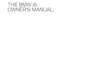 BMW i8 2014-2020 Owners Manual - English