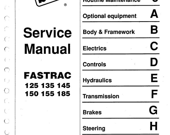 JCB FASTRAC 125 135 145 150 155 185 -  9803-8000 - Workshop Manual - Service Manual - Parts Manual - Owners Manual (PDF Download)