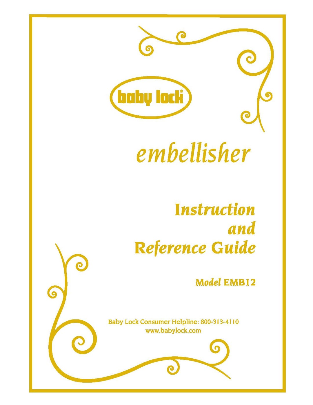 Baby Lock EMB12 Embellisher Sewing Machine Instruction Manual - Etsy