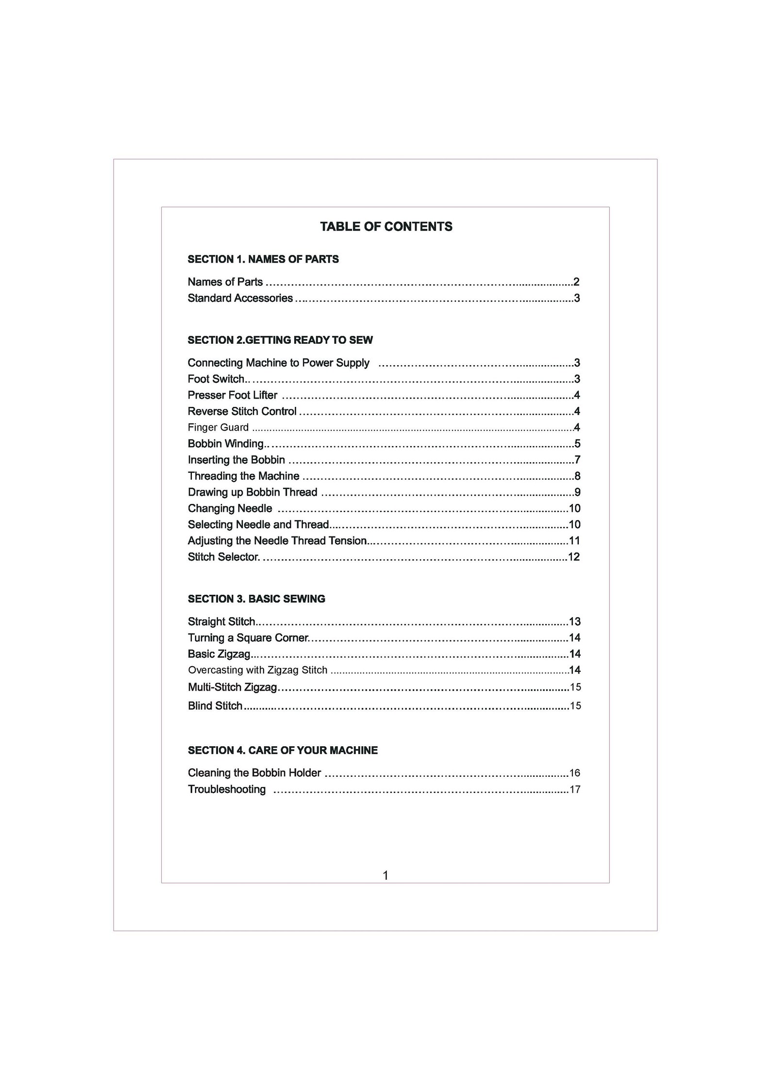 Singer M1000 M1005 Sewing Machine Instruction Manual User Manual