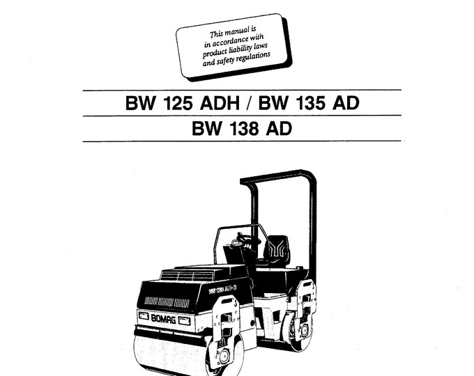 Bomag Tandem Vibratory Roller  BW 138 AD , BW 125 Ad , Bw 135 Ad Instruction for Repair 00819044.i96 -  (Pdf Download)