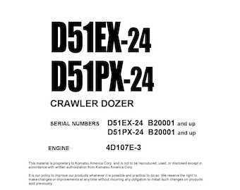 Komatsu D51EX-24 D51PX-24 Bulldozer Shop Manual (PDF Download)