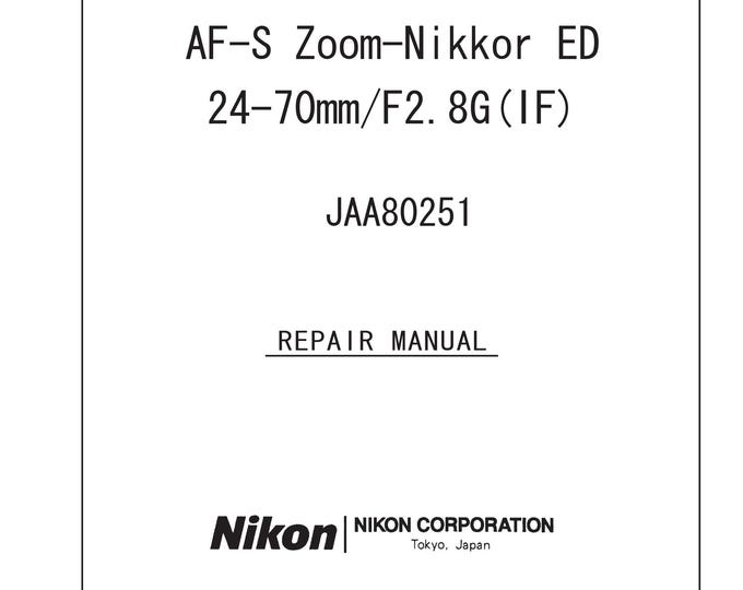 Nikon AF-S 24-70mm f2,8D G - Service Manual - Repair Manual - Workshop Manual -  PDF Download