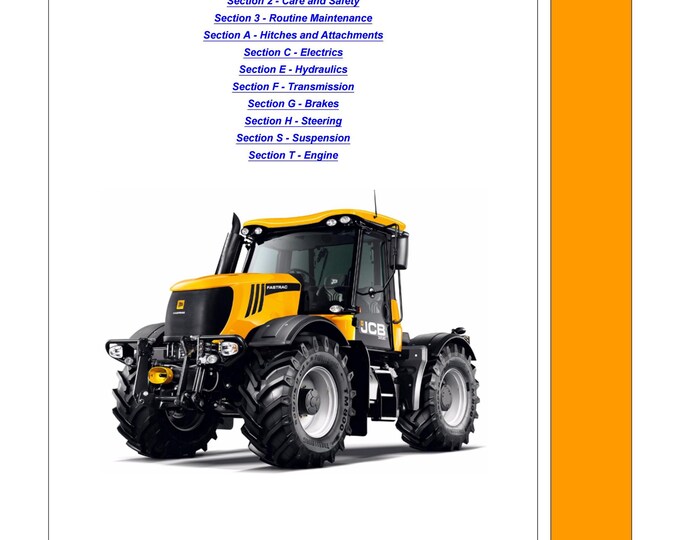 JCB 3000 XTRA Series Fastrac - Workshop Manual - Service Manual - Parts Manual - Owners Manual (pdf Download)
