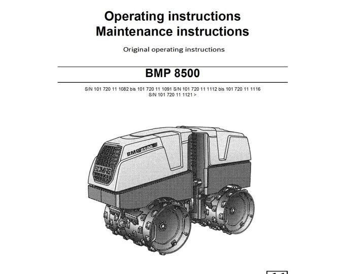 Bomag Multi-purpose Compactor BMP 8500 Operating Instructions 09-2010 00805981- English  (Pdf Download)
