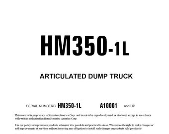 Komatsu HM350-1L Ramstyrd dumper Bruksanvisning och underhållsmanual - Engelska