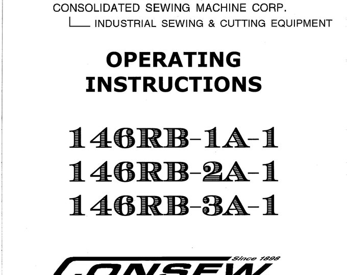 CONSEW 146RB-1A-2A-3A Sewing Machine Instruction Manual - User Manual - Complete User Guide - English