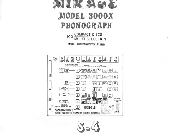 Rock-Ola - Mirage 3000X - S-4 Control System - Service Manual - Instruction Manual -  Wiring Diagram - Schematic - Operation Manual