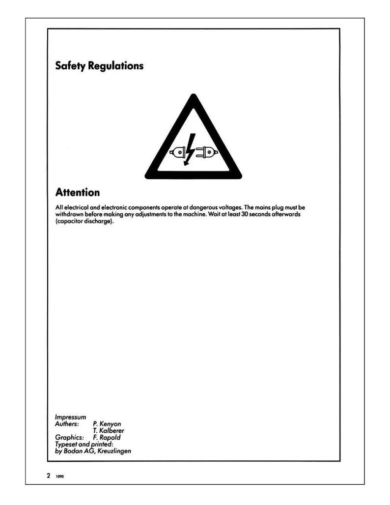 Bernina 1090 Sewing Machine Service Manual Manual Etsy