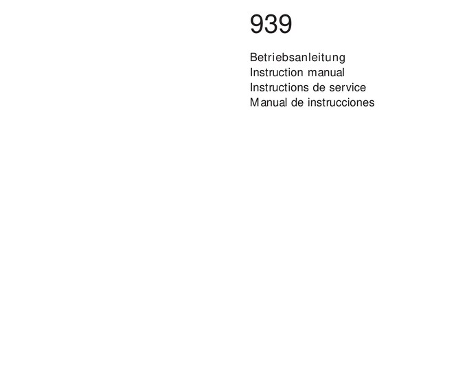 Pfaff 939 Sewing Machine Instruction Manual - User Manual - Complete User Guide - English