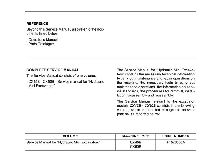 Case CX45B CX50B - Service Manual (Pdf Download)