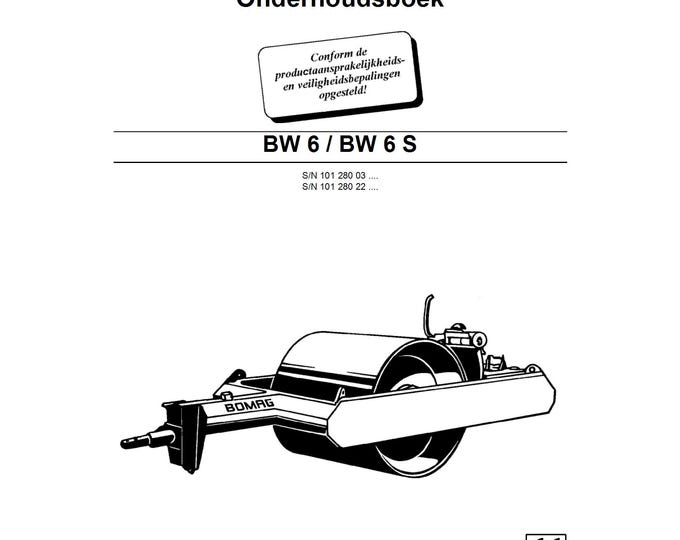 Bomag BW6, BW6S 00805666 Maintenance Manual 2008 - Dutch  (Pdf Download)
