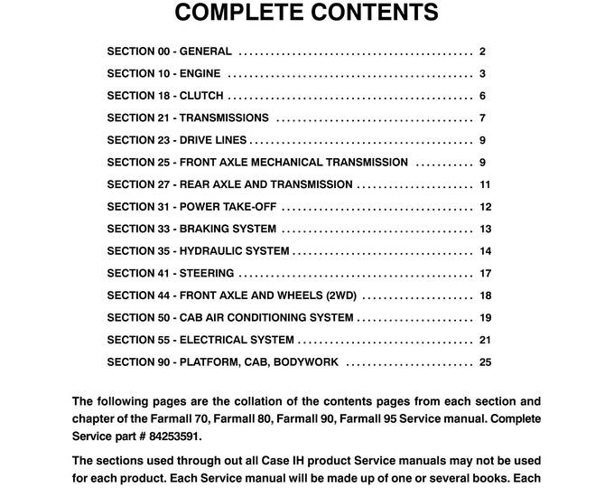 Case Farmall  70,  Farmall 80,  Farmall 90,  Farmall 95- Repair Manual - Service Manual-Shop Manual (Pdf Download)