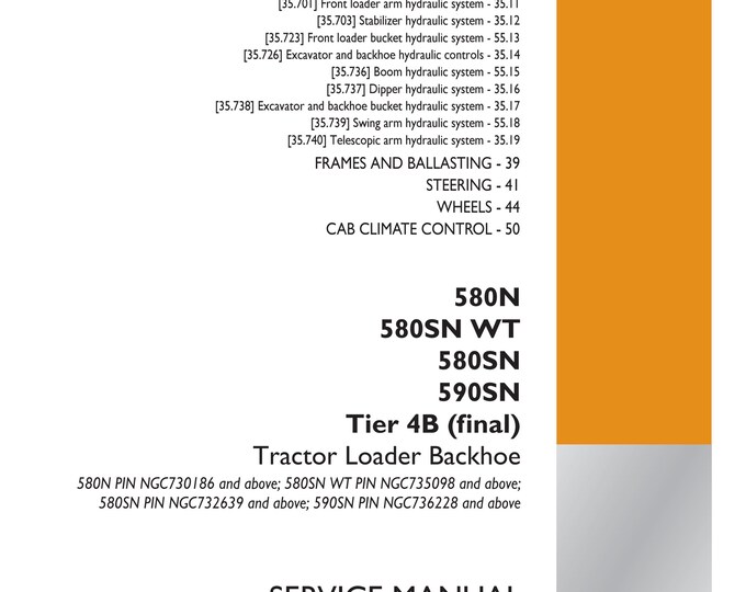 Case 580 580SN WT 580SN 590SN Tier 4B Tractor Loader Backhoe - Repair Manual - Service Manual-Shop Manual (Pdf Download)