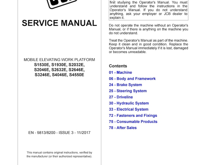 JCB Mobile Elevating Work Platform Service Manual (PDF Download)