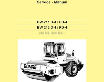 Bomag Single Drum Roller BW 213 D-4, PD-4 Service Manual 00891149 02.2008 - English  (Pdf Download)