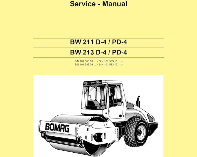 Bomag Single Drum Roller BW 213 D-4, PD-4 Service Manual 00891149 02.2008 - English  (Pdf Download)