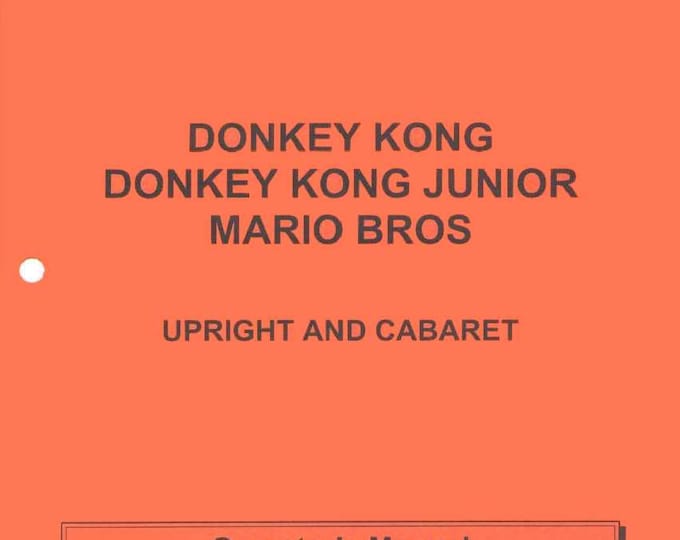 NINTENDO - Namco - Donkey  Kong - Donkey KONG JR - Mario Bros Combo- Service Manual - Parts Manual - Owner manual -  Pdf Download