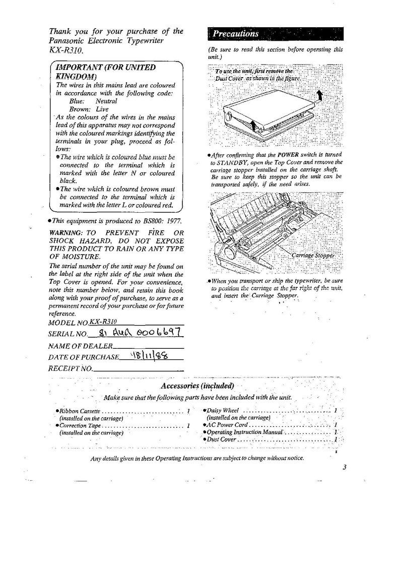 Confezione Cartucce Inchiostro Per Macchina Da Scrivere Panasonic KX-R310 + Pool Di Correzione