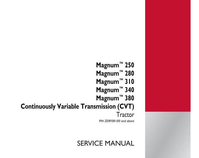 Case Magnum 250 Magnum 280 Magnum 310 Magnum 340 Magnum 380 Continuously Variable Transmission -  Repair manual- Shop Manual (Pdf Download)