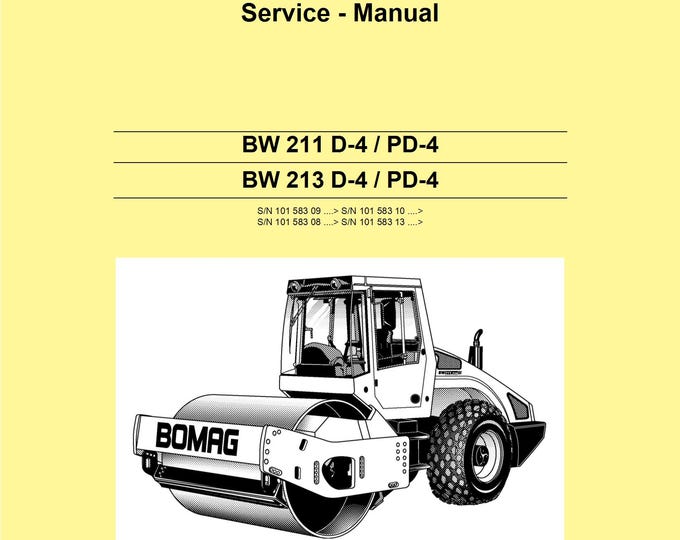 Bomag Single Drum Roller BW 213 D-4_PD-4 Service Manual 03-2007 00891149  (Pdf Download)