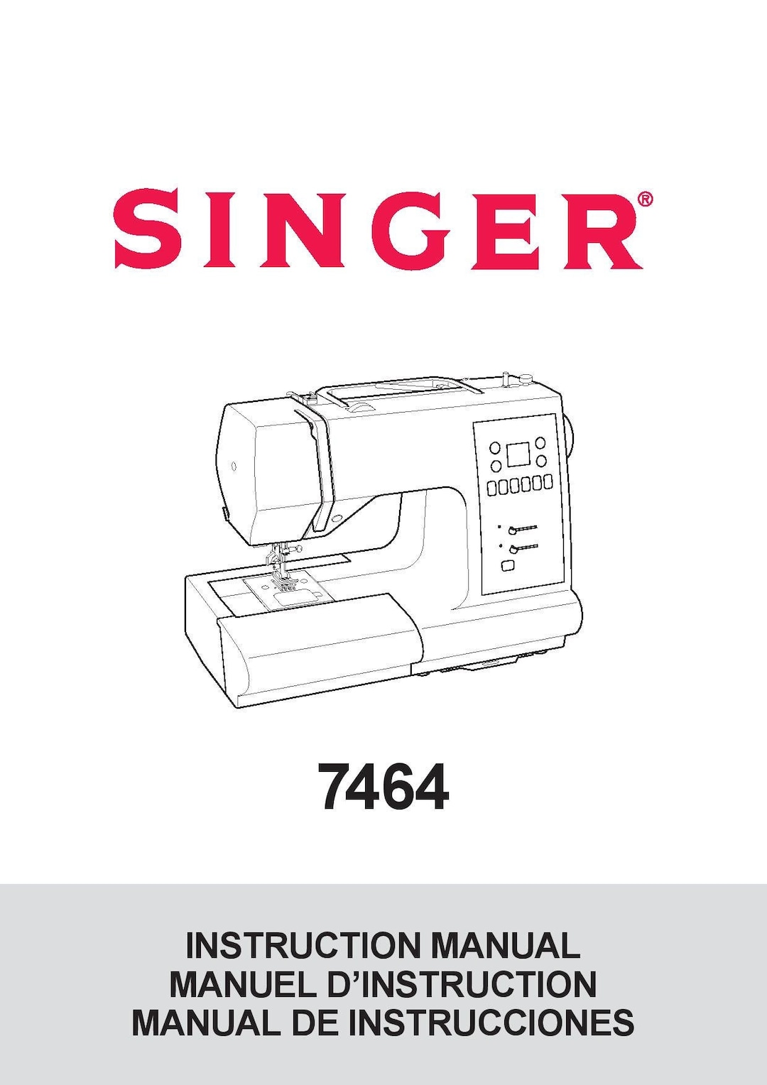 Singer Machine Model 7464 Singer 7464 Sewing Machine Instruction Manual: User Guide (PDF) - Etsy