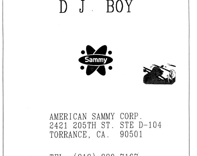 SAMMY - DJ BOY - Service Manual - Parts Manual - Owner manual -  Pdf Download