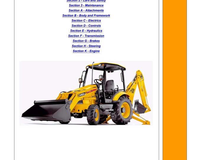 JCB Midi CX Backhoe Loader - 9803-9400 - Workshop Manual - Service Manual - Parts Manual - Owners Manual